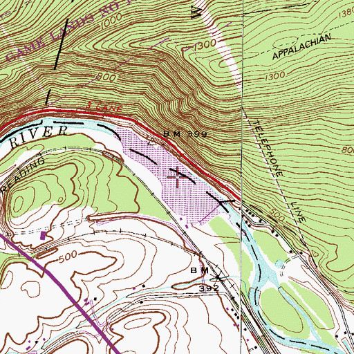 Topographic Map of New Kernsville Lake, PA