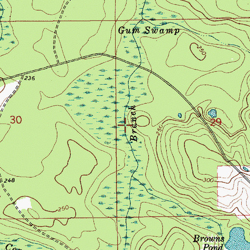 Topographic Map of Gum Swamp, AL