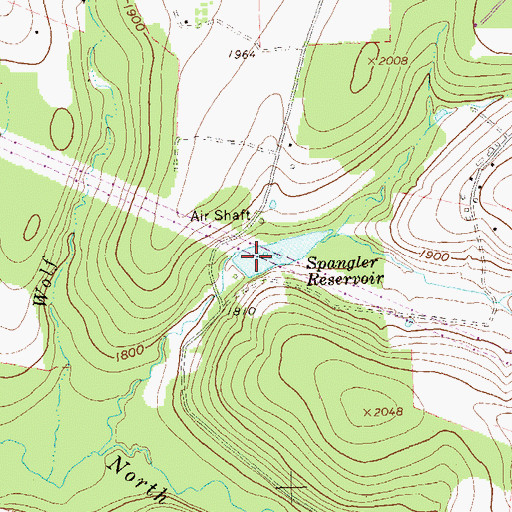 Topographic Map of Shirfs Run Dam, PA