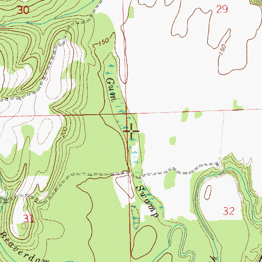Topographic Map of Gum Swamp, AL