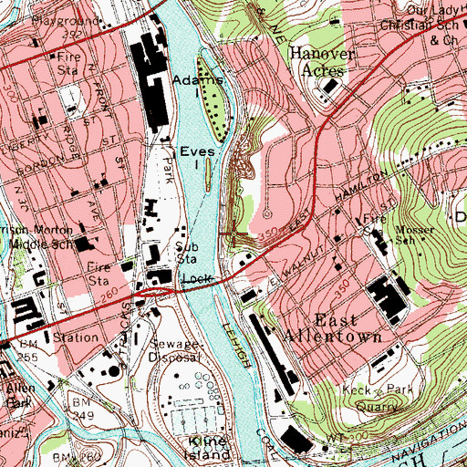 Topographic Map of Pa-7 Dam, PA