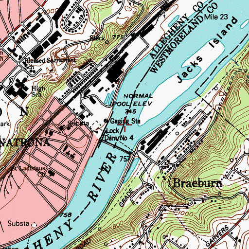 Topographic Map of Allegheny River Pool Four, PA
