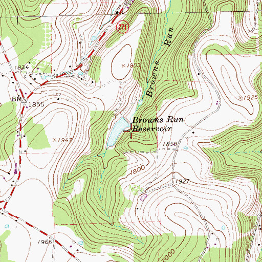 Topographic Map of Big Brown Dam, PA