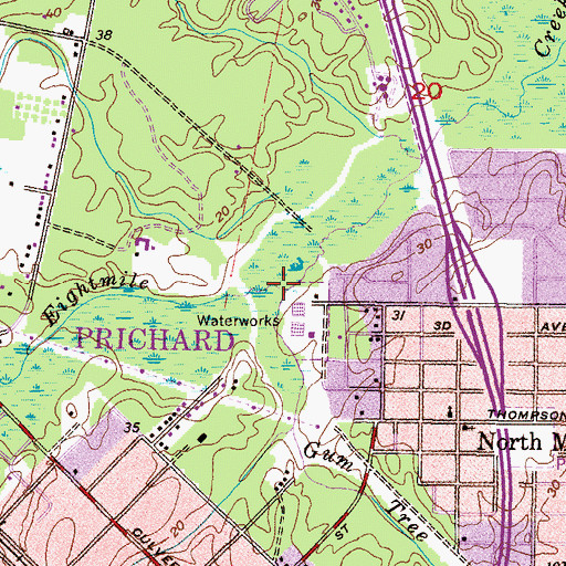 Topographic Map of Gum Tree Branch, AL