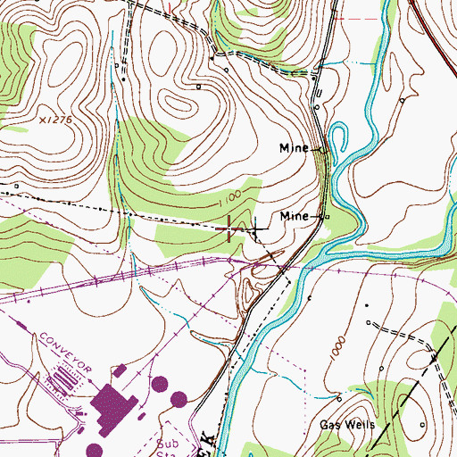 Topographic Map of Sample Run Dam, PA
