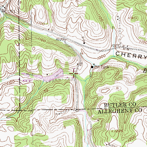 Topographic Map of Greisinger Dam, PA
