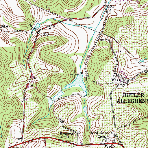 Topographic Map of Treesdale Farm Dam, PA