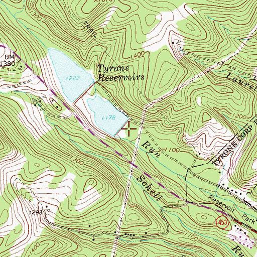 Topographic Map of Tyrone Dam Number One, PA