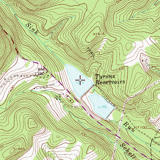 Topographic Map of Tyrone Reservoir Number Two, PA