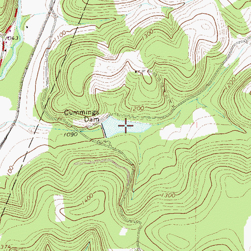Topographic Map of Cummings Reservoir, PA