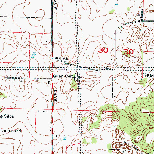 Topographic Map of Gunn Cemetery, AL