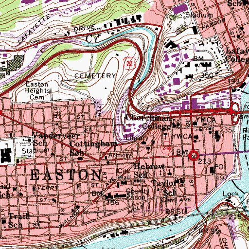 Topographic Map of Lower Dam, PA