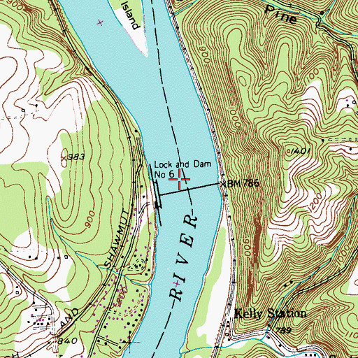 Topographic Map of Allegheny River Pool Six, PA