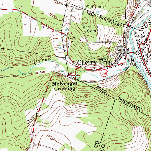 Topographic Map of Cherry Tree Reservoir, PA