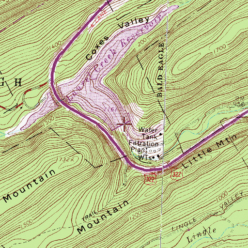 Topographic Map of Laurel Creek Dam, PA