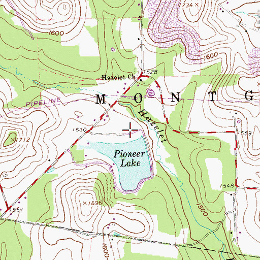 Topographic Map of Pioneer Lake Dam, PA