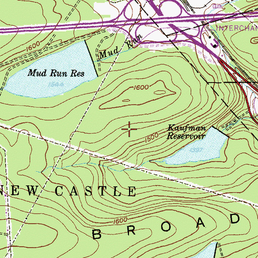 Topographic Map of Kauffman Dam, PA