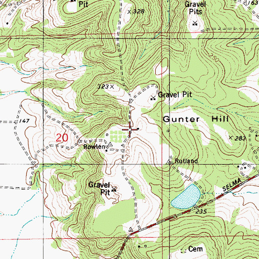 Topographic Map of Gunter Hill, AL