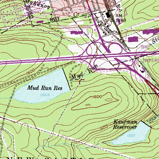 Topographic Map of Mud Run Dam, PA