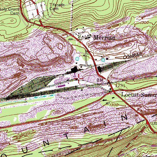 Topographic Map of Locust Summit Fines Plant Dam, PA