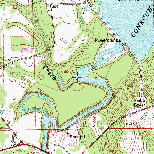 Topographic Map of Gunter Mill Creek, AL