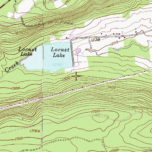 Topographic Map of Locust Lake Dam, PA