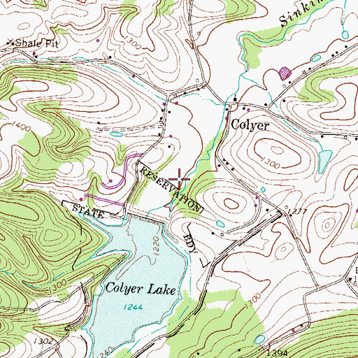 Topographic Map of Colyer Lake Dam, PA