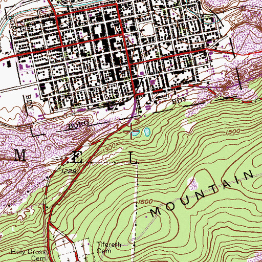 Topographic Map of Storage Reservoir Number Two Dam, PA