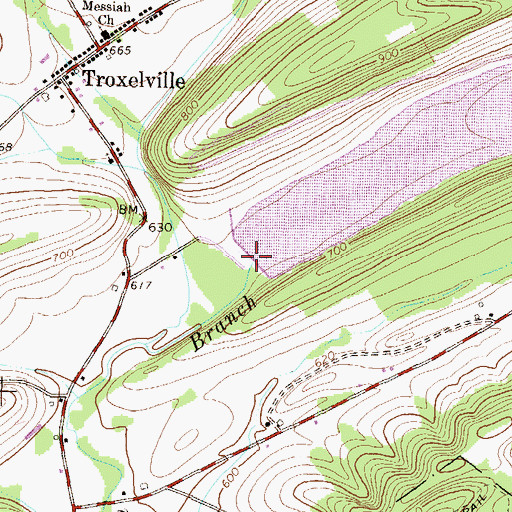 Topographic Map of Middle Creek Dam, PA