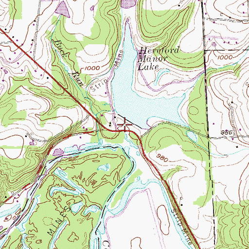 Topographic Map of Lower Hereford Manor Dam, PA