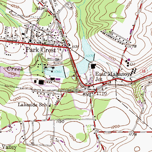 Topographic Map of Lakeside Dam, PA