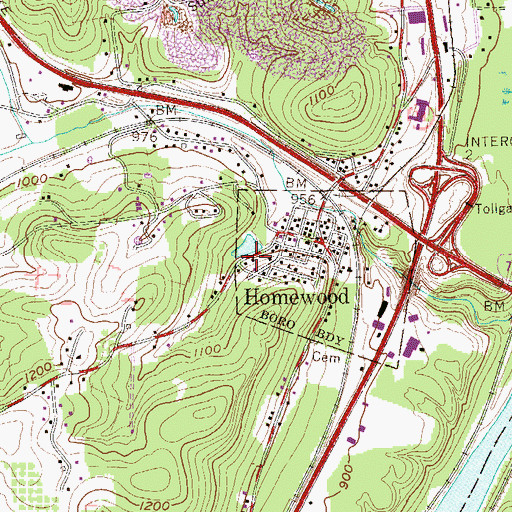 Topographic Map of Big Beaver Dam, PA