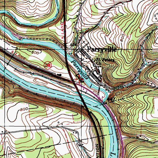 Topographic Map of Parryville Lake, PA