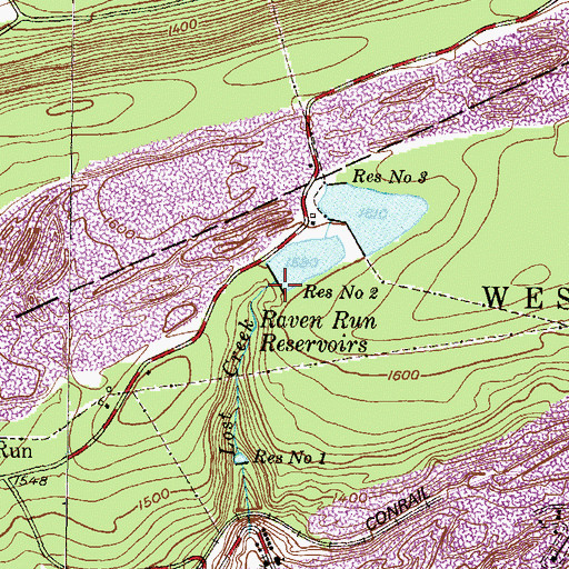 Topographic Map of Raven Run Dam Number Two, PA