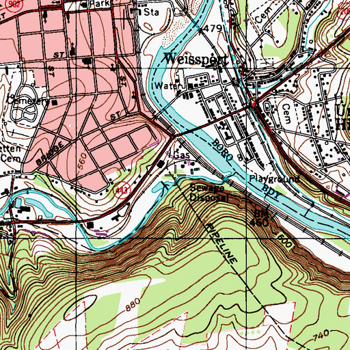 Topographic Map of Heilman Dam, PA