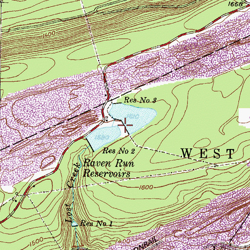 Topographic Map of Raven Run Dam Number Three, PA