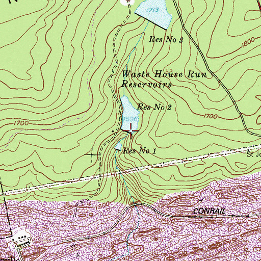 Topographic Map of Waste House Dam Number One, PA