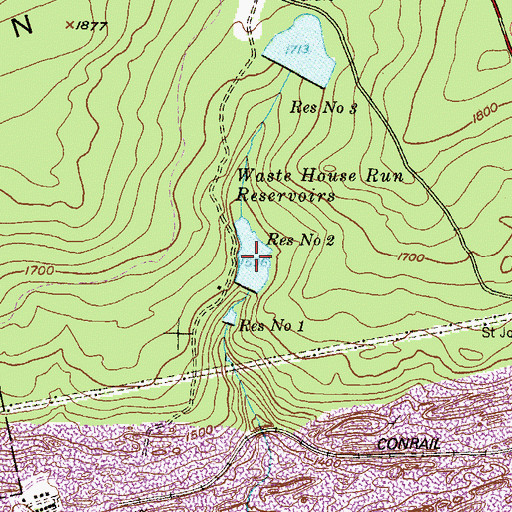 Topographic Map of Waste House Run Reservoir, PA