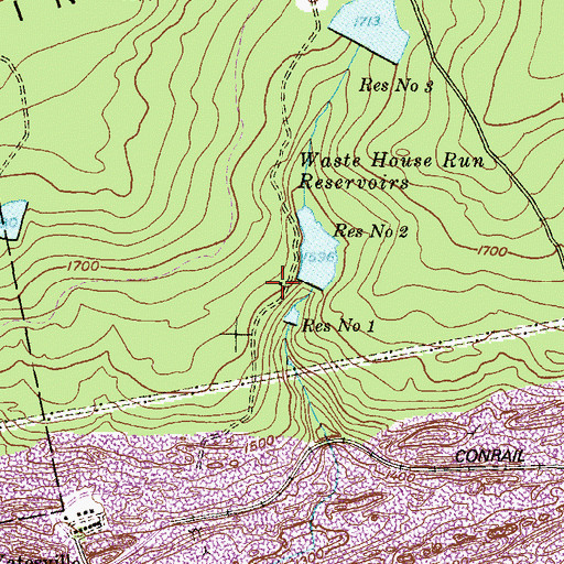 Topographic Map of Waste House Run Dam Number Three, PA