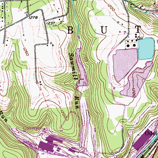 Topographic Map of Sawmill Run Dam, PA
