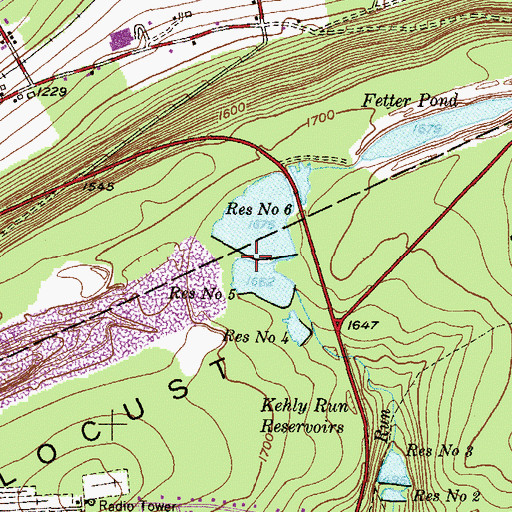 Topographic Map of Kehley Run Dam Number Five, PA