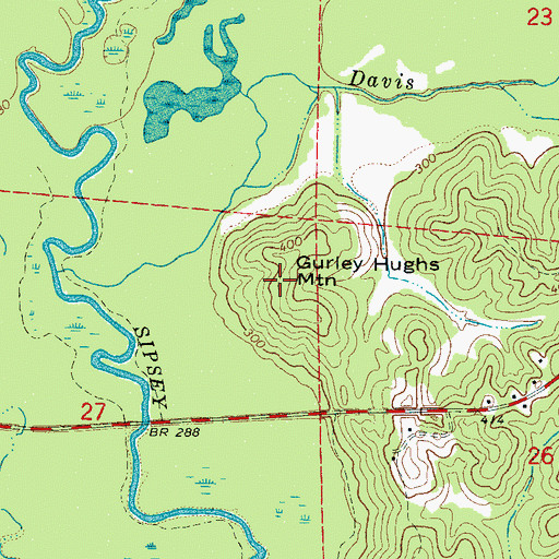 Topographic Map of Gurley Hughs Mountain, AL