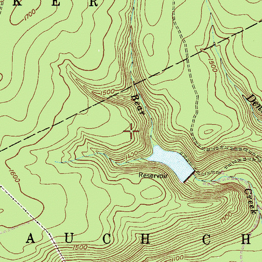 Topographic Map of Bear Creek Reservoir, PA