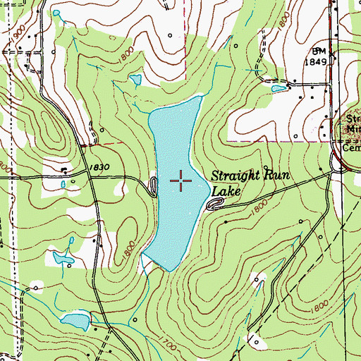Topographic Map of Straight Run Lake, PA