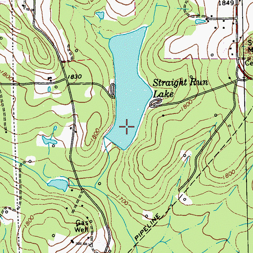 Topographic Map of Straight Run Dam, PA