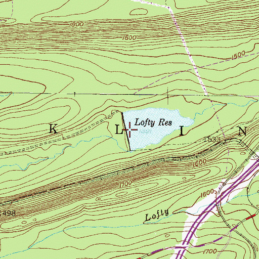 Topographic Map of Lofty Reservoir Dam, PA