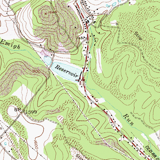 Topographic Map of Morrisdale Dam, PA