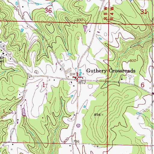 Topographic Map of Guthery Crossroads, AL