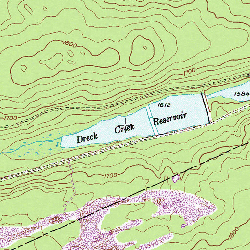Topographic Map of Dam F Reservoir, PA