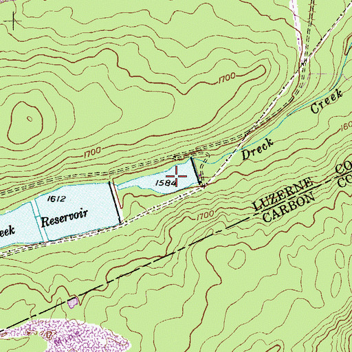 Topographic Map of Dam G Reservoir, PA